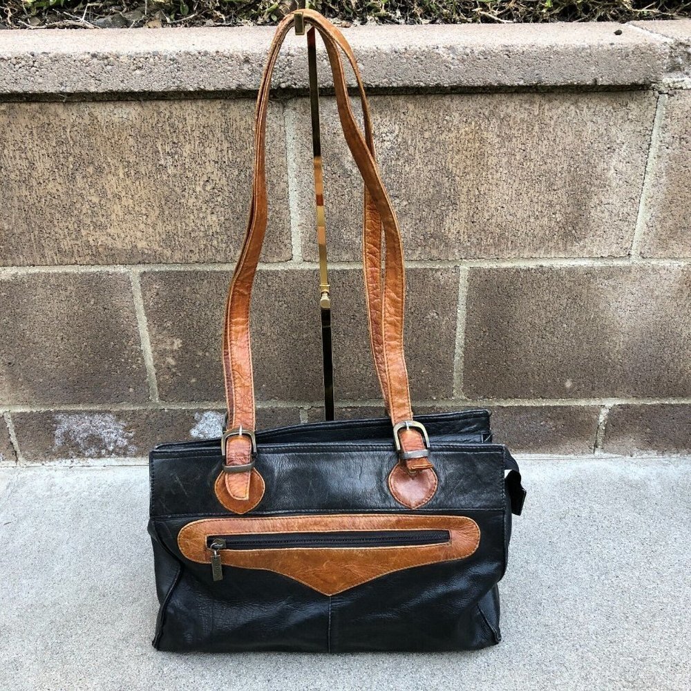 Vintage GRAFFEO Leather Purse Women's Black Shoulder Hand Bag Colombia R…​​